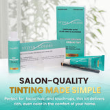 Professional Eyebrow Tint Kit Medium Brown | Complete Spot Coloring Solution with Dye Cream, 3% Developer, Applicator Brush, and Mixing Dish